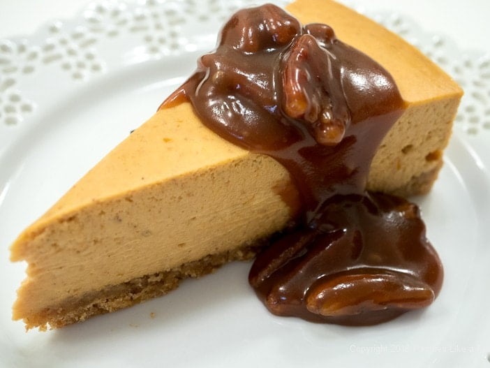 Master No-Crack Pumpkin Cheesecake with Salted Caramel Sauce
